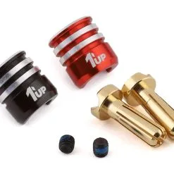 1UP Racing Heatsink Bullet Plug Grips W/4mm Bullets (Black/Red)
