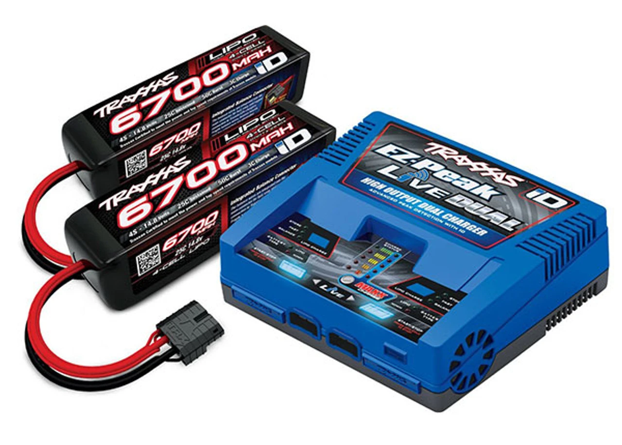 Traxxas 2997 EZ-Peak Live 4S Completer Pack Multi-Chemistry Dual Battery Charger W/Two Power Cell 4S 6700mAh Batteries