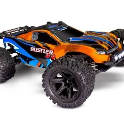 Traxxas Rustler 4X4 Brushed RTR 1/10 4WD Stadium Truck W/TQ 2.4GHz Radio & ID Battery & DC Charger, LED Lighting, Orange