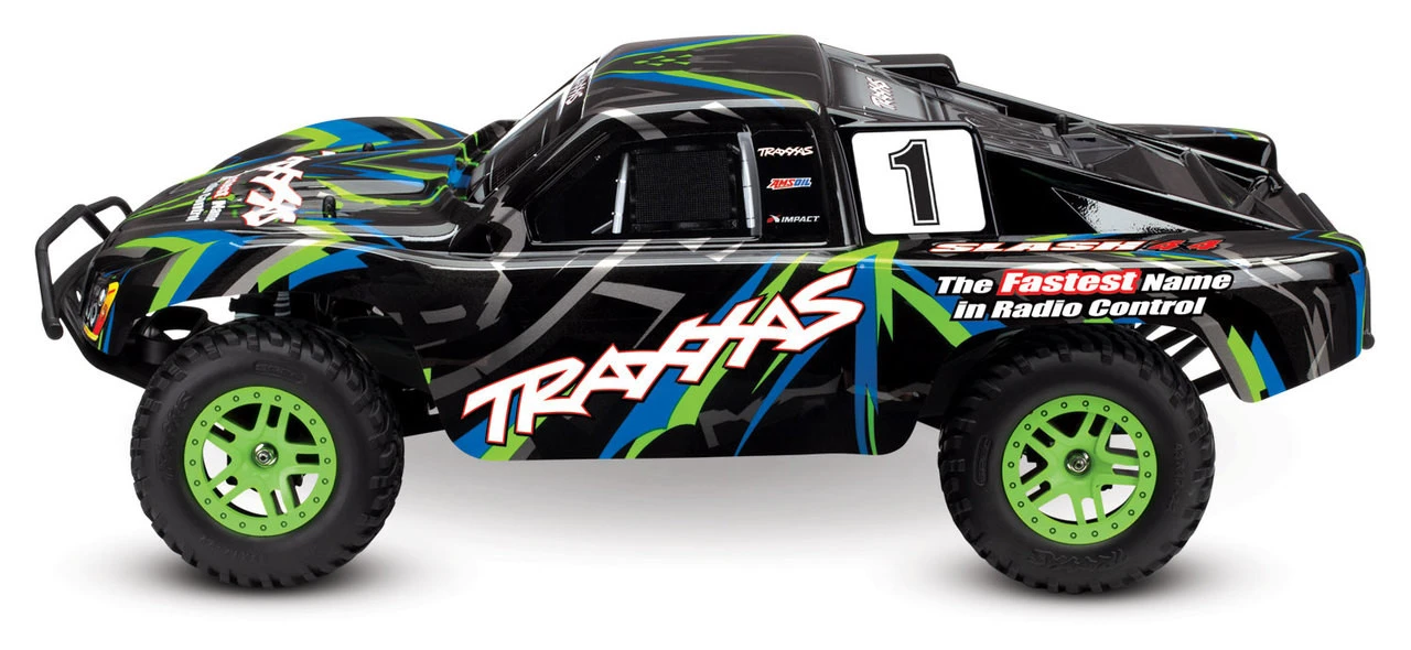 Traxxas Slash 4X4 RTR 4WD Brushed Short Course Truck With DC Charger/battery (Green) - Image 3