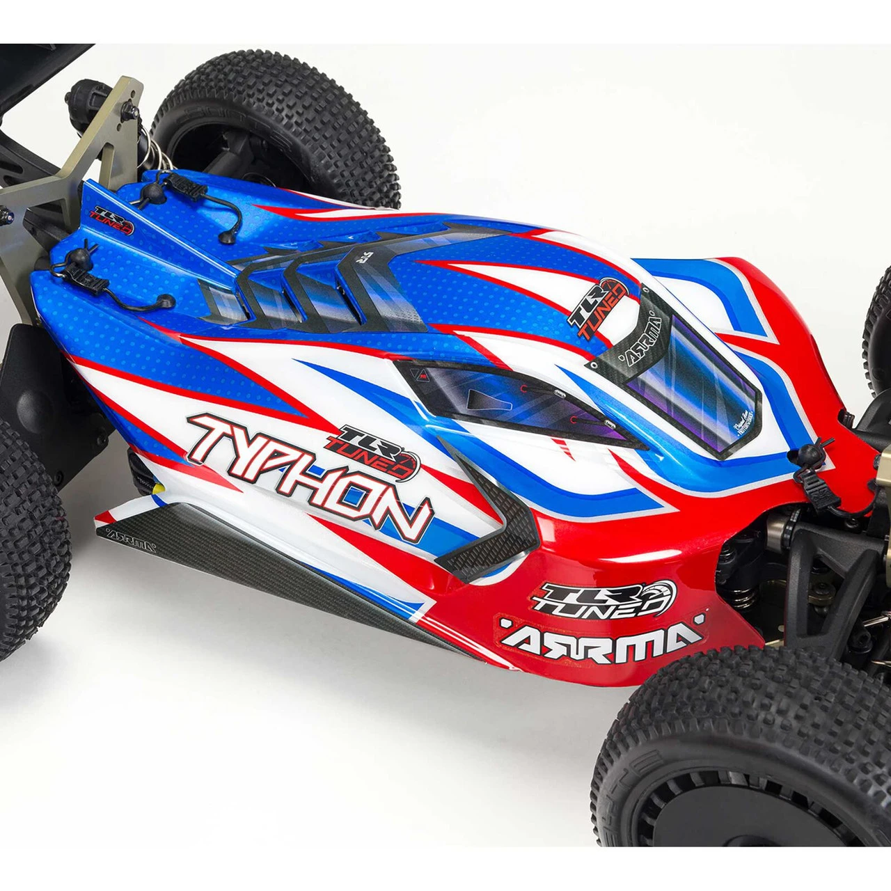 Arrma 1/8 TLR Tuned TYPHON 6S 4WD BLX Buggy RTR, Red/Blue - Image 21