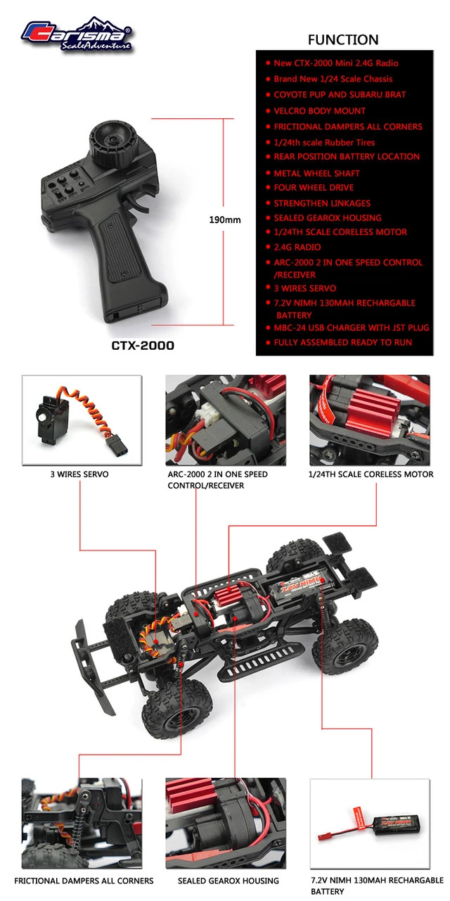 Carisma MSA-1E 1/24 Scale Subaru Brat RTR, 4WD, W/ 2.4GHz KD Propo Radio - Image 5
