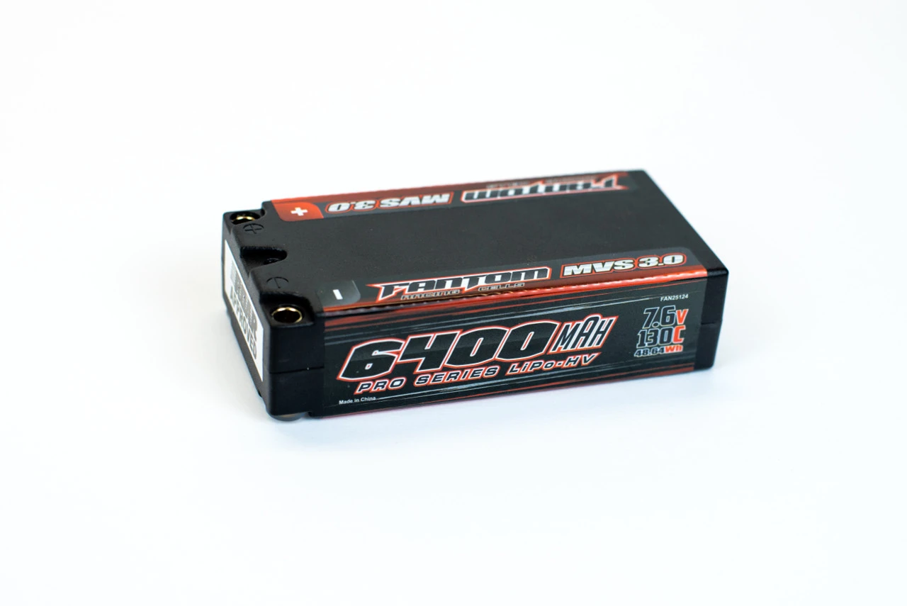 Fantom Racing 6400mAh, 130C, 7.6v, 2-Cell, Shorty, Pro HV Silicon Graphene LiHV