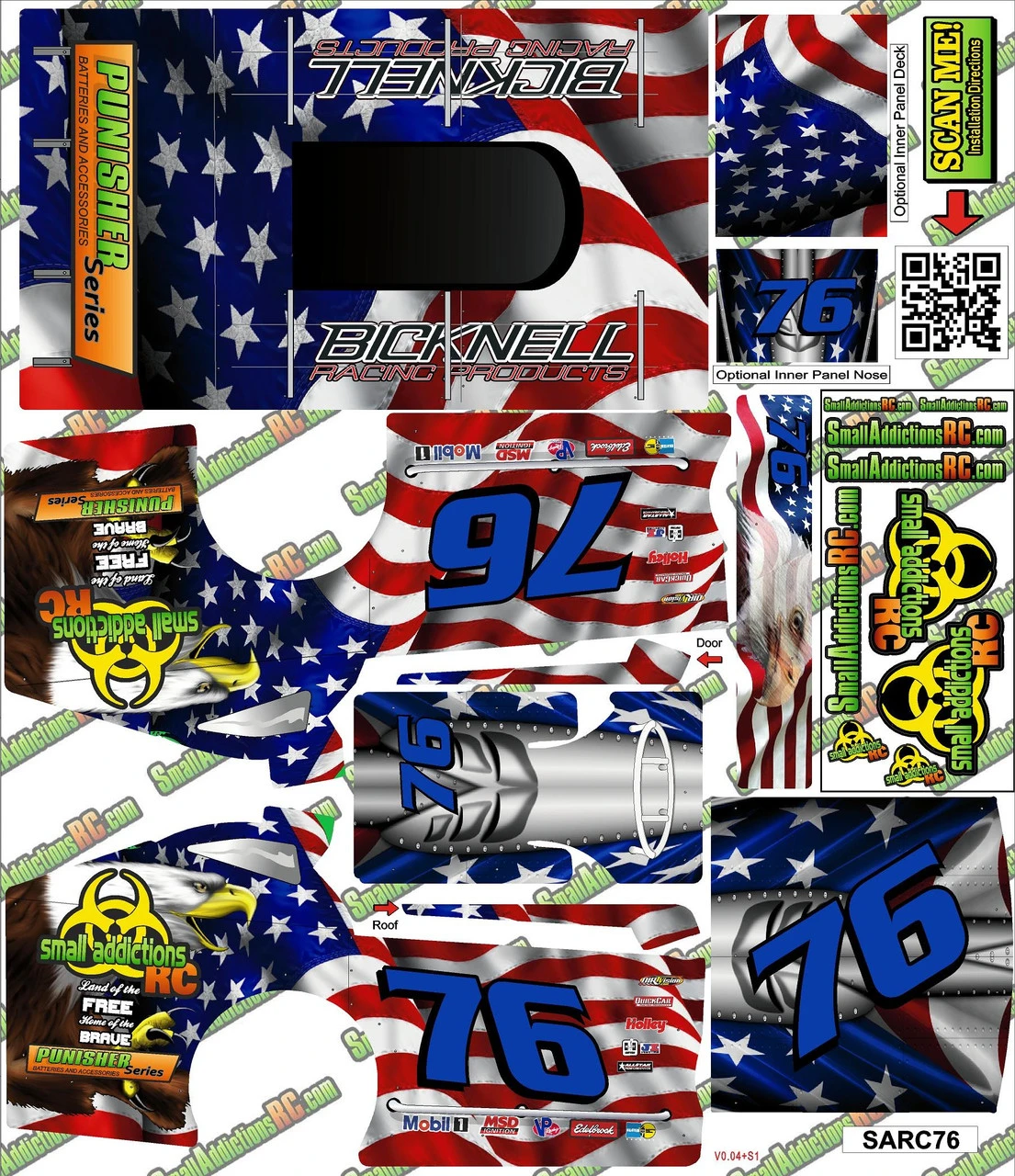 Small Addictions RC Screamin Eagle Star Spangled Mudboss Wrap...'Merica