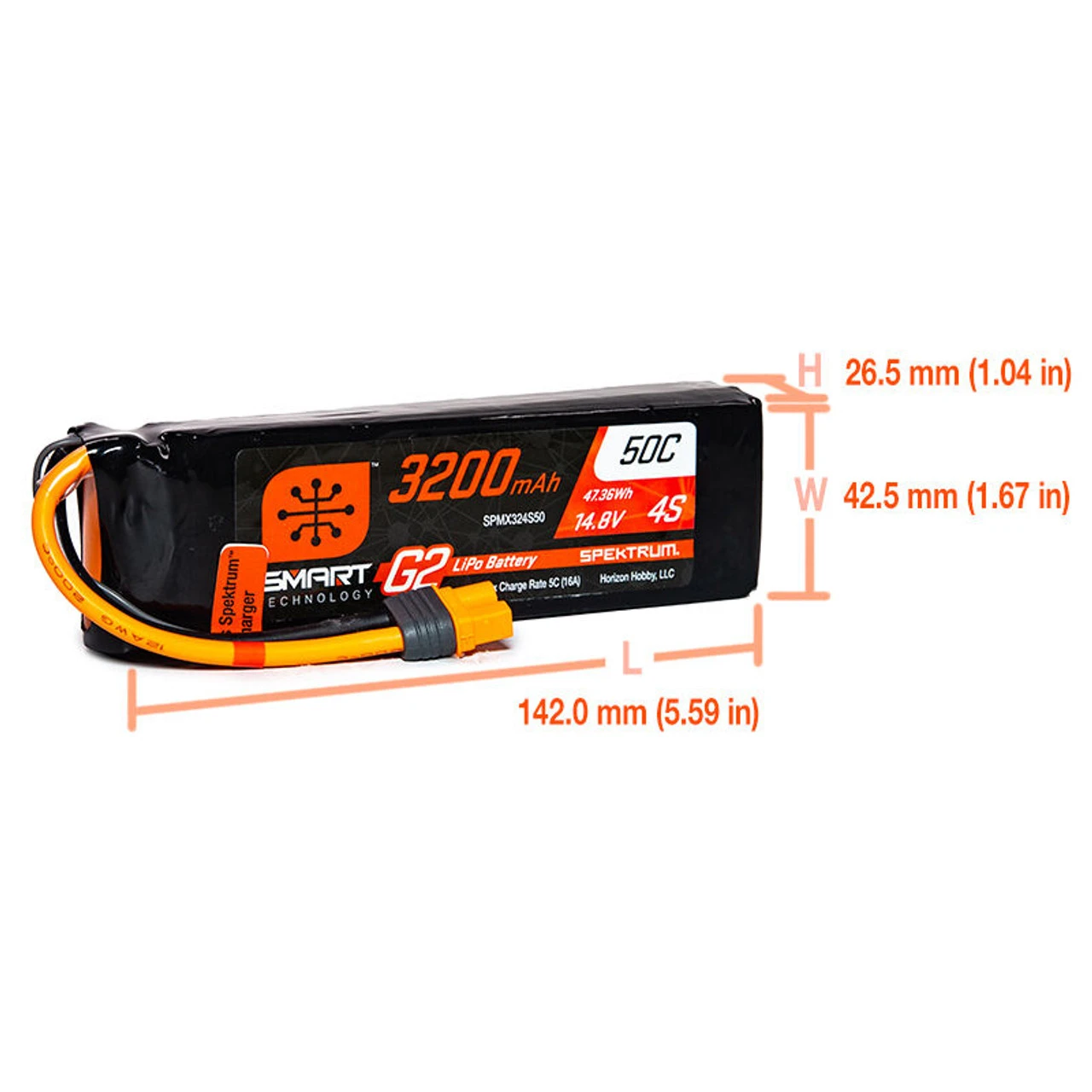 Spektrum 3200mAh 4S 14.8V Smart Battery G2 50C IC3 - Image 2