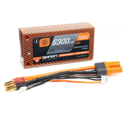 Spektrum 2S 100C Smart LiPo Hard Case HV Short Battery Pack W/5mm Tubes 7.6V/6300mAh