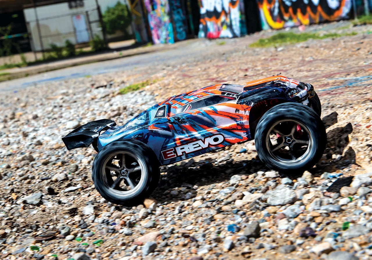 Traxxas E-Revo 1/16 4WD Brushed RTR Truck (Orange) W/2.4GHz Radio, Battery And DC Charger - Image 6