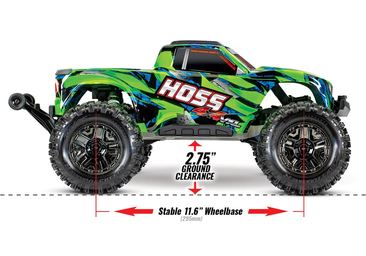 Traxxas Hoss 4X4 VXL 1/10 Scale Monster Truck W/ TQi Traxxas Link Enabled 2.4Ghz Radio System & TSM (Green) - Image 9
