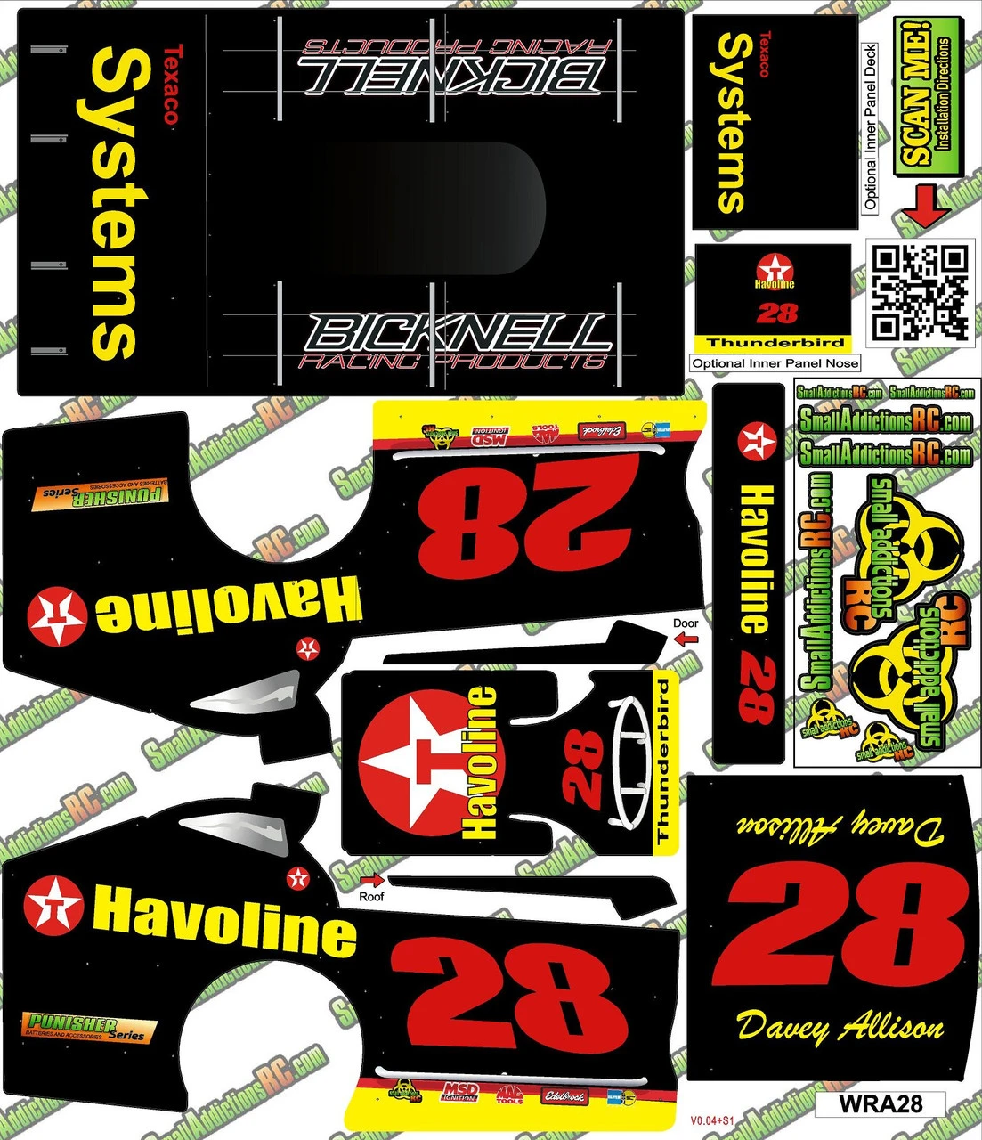 Small Addictions RC Wrap Addicts #28 Davey Allison Havoline MudBoss Wrap