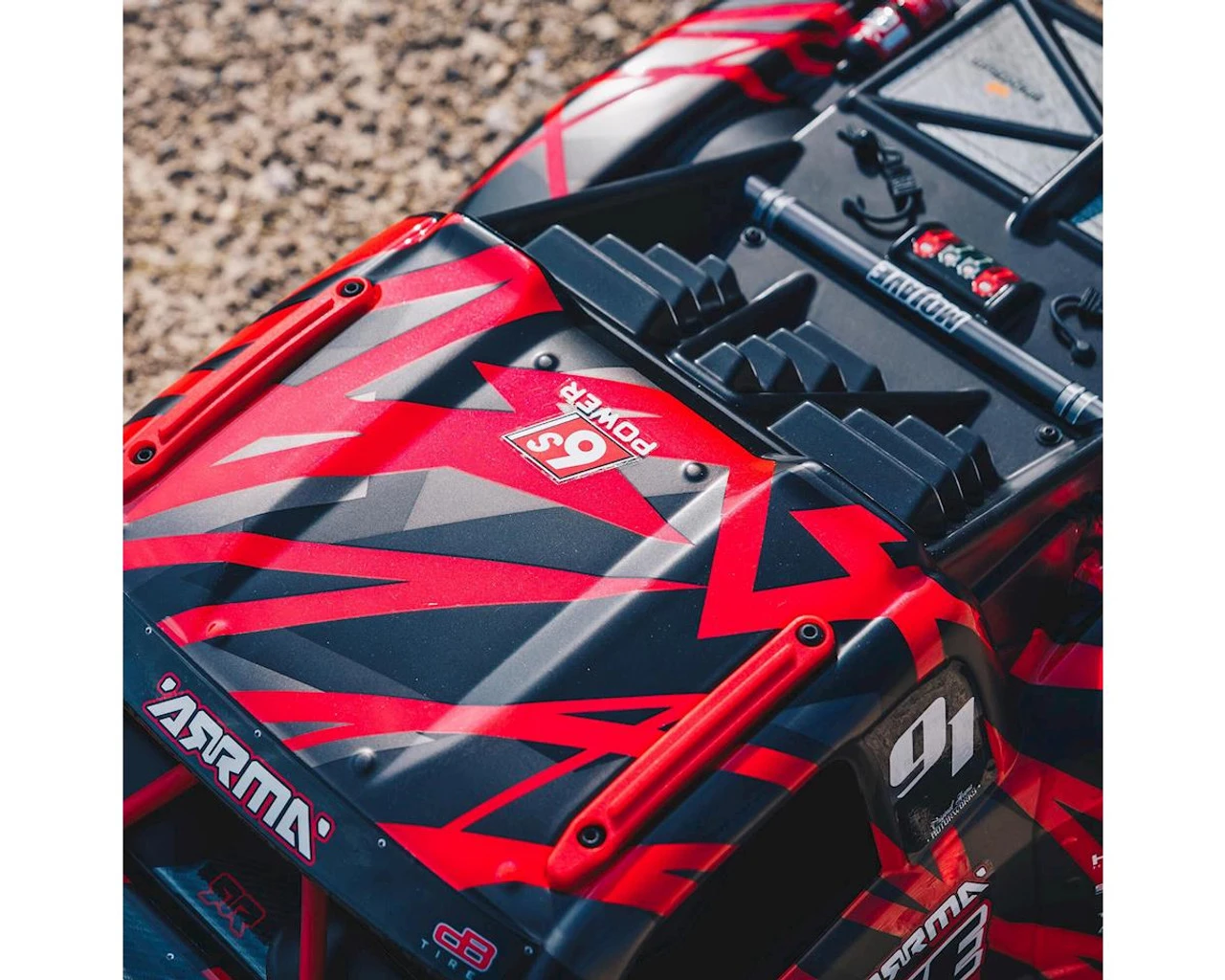 Arrma Mojave 6S BLX Brushless RTR 1/7 4WD RTR Desert Racer (Black/Red) (V2) W/SLT3 2.4GHz Radio - Image 4