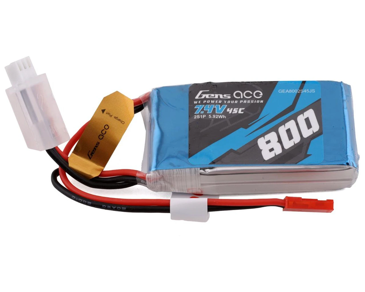 Gens Ace 2s LiPo Battery 45C (7.4V/800mAh) W/JST Connector